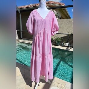 NEW $550 Finley Pink Feminine Tailored Maxi Dress - Size S, Great Deal